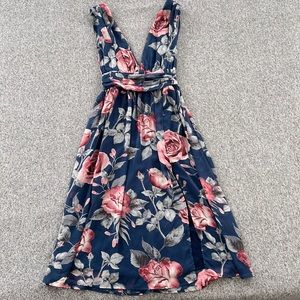 Formal, Flowy, Floral, Midi Dress - Medium